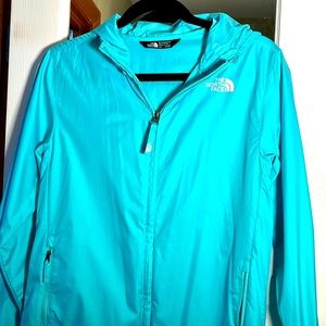 North Face teal blue windbreaker size 14-16